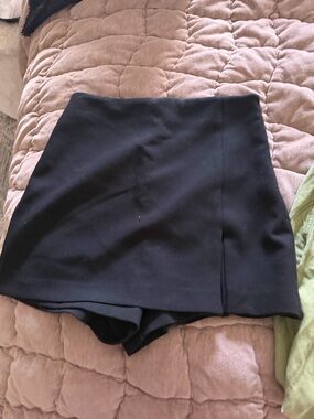 Zara Black Mini Skort with Front Overlay